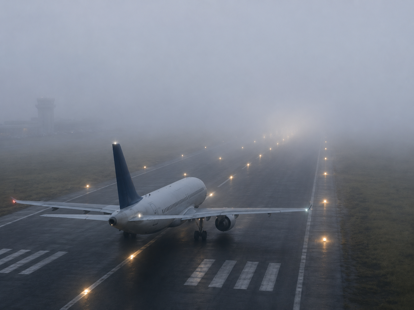 霧の中の飛行機