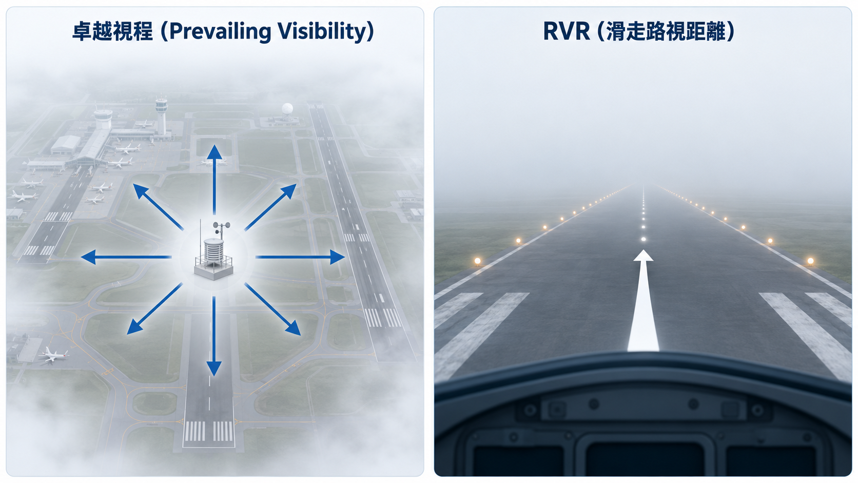 卓越視程とRVRの違いの概念図